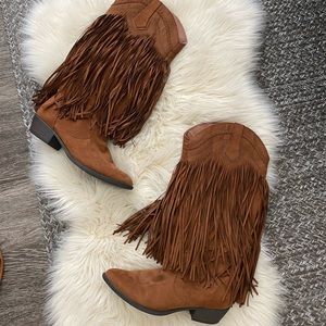 Boutique Tassle Suede Cowboy Boots